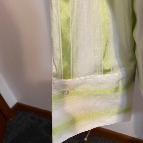 Ashley Stewart Green Satin Ribbon button down blouse, size 16 - Picture 3 of 4